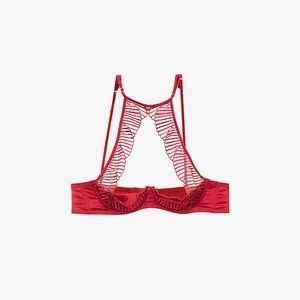 NWT! COCO DE MER Athena embroidered stretch woven quarter cup bra size L